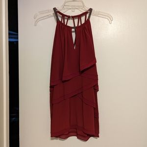 NEW White House Black Market Tiered Halter Top, Red, Large